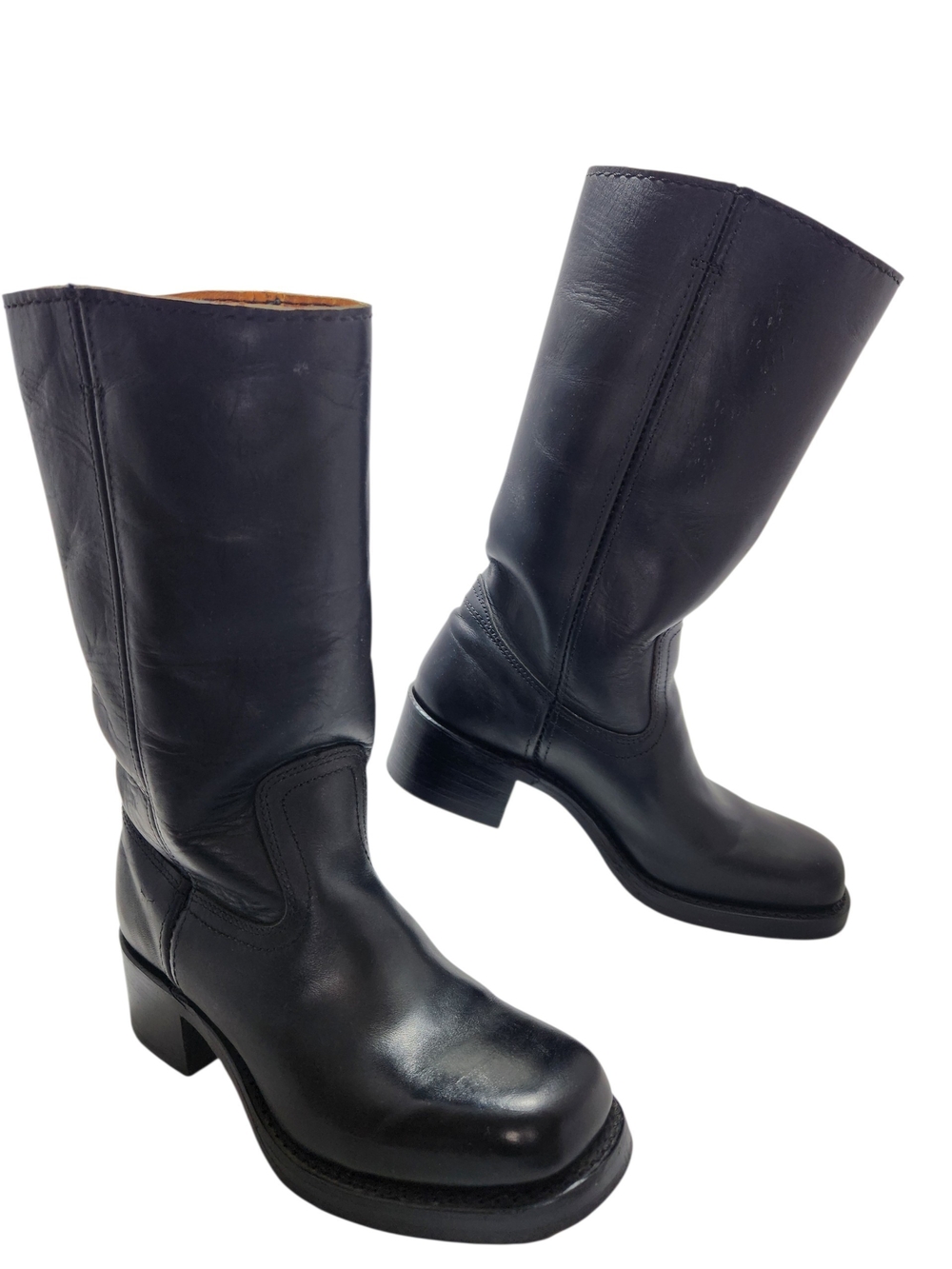 Vintage Frye Campus Boots Women 8M Black Leather Made in USA 501-16 80s 90s